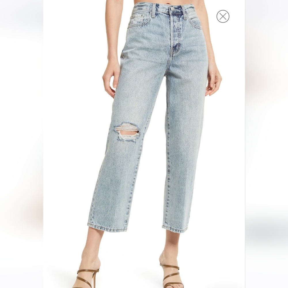 Pistola Cassie Super High Waist Straight Leg Jeans, Peaks Distressed, size 26